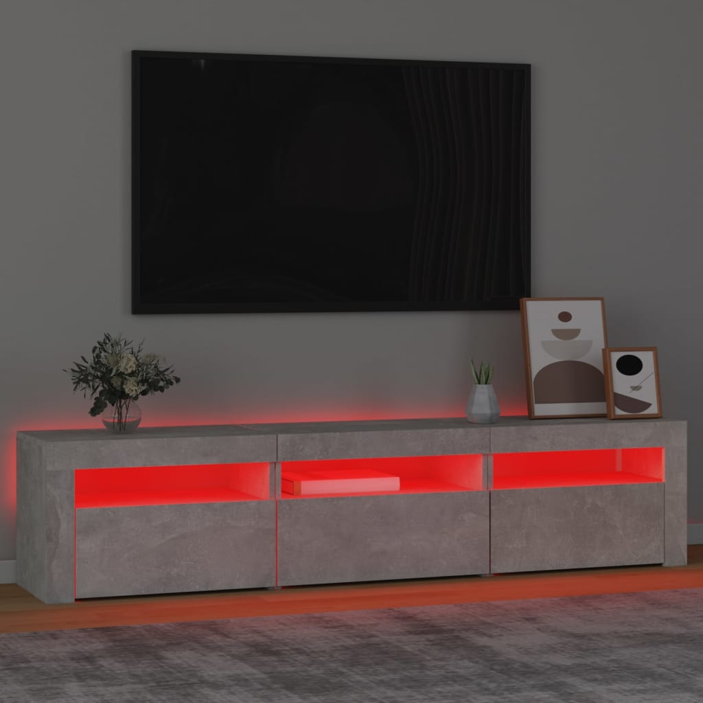 TV ormarić s LED svjetlima siva boja betona 180x35x40 cm