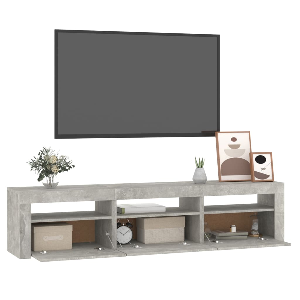 TV ormarić s LED svjetlima siva boja betona 180x35x40 cm