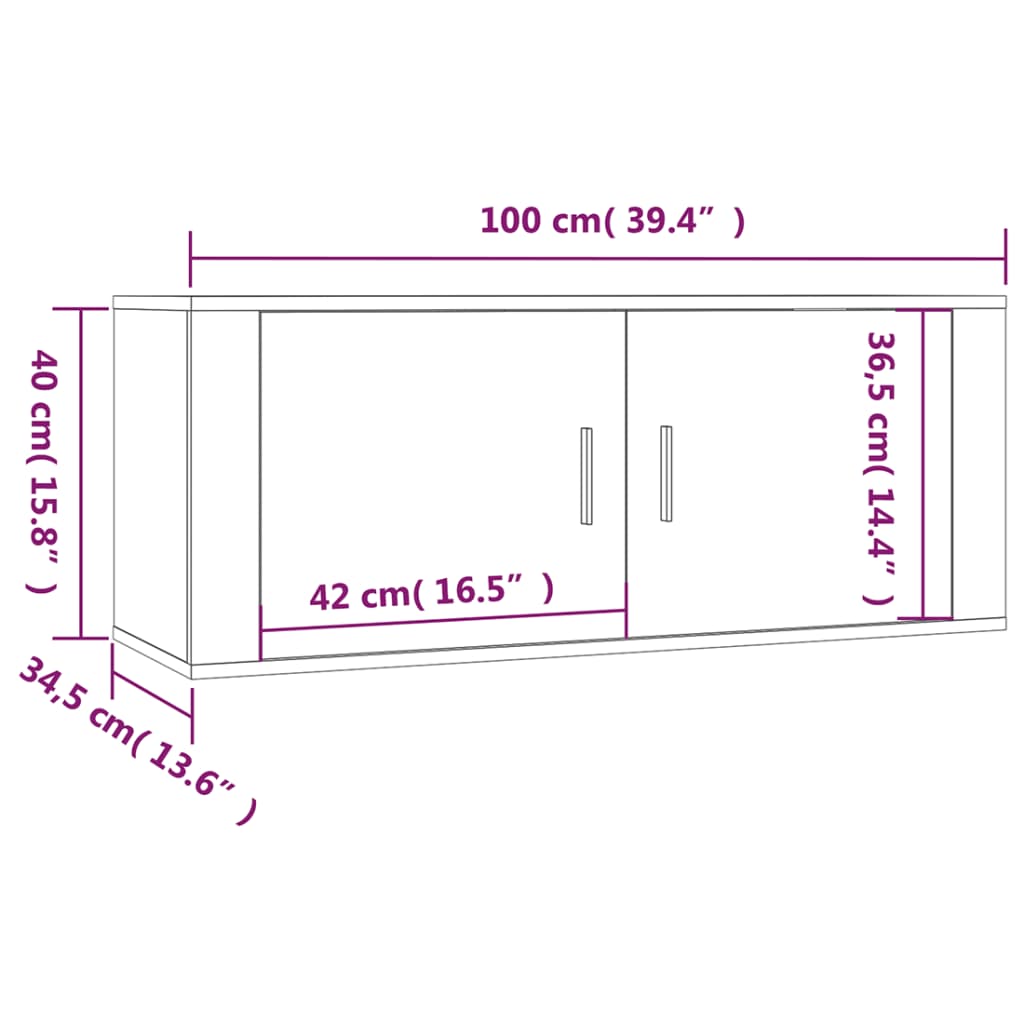 Zidni TV ormarić Boja dimljenog hrasta 100 x 34,5 x 40 cm