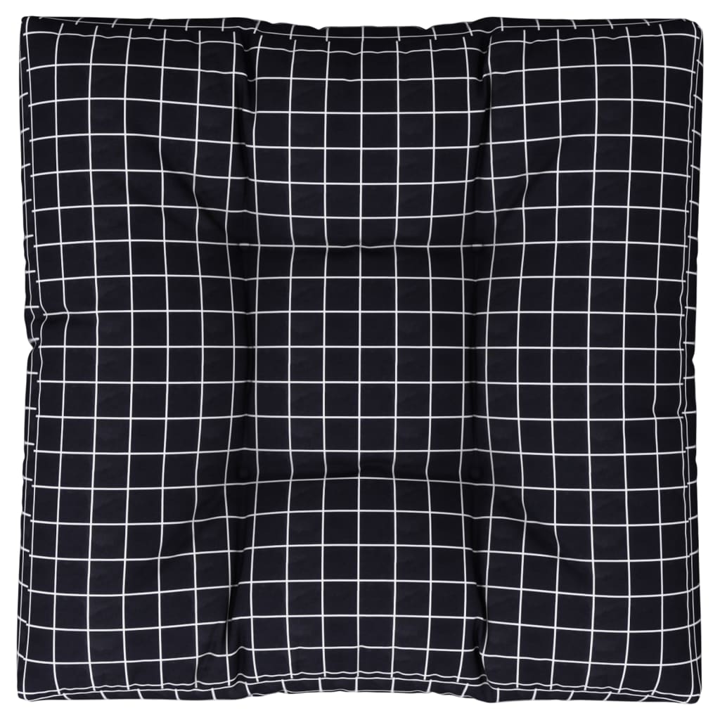 Jastuk za palete crni karirani 70 x 70 x 12 cm od tkanine
