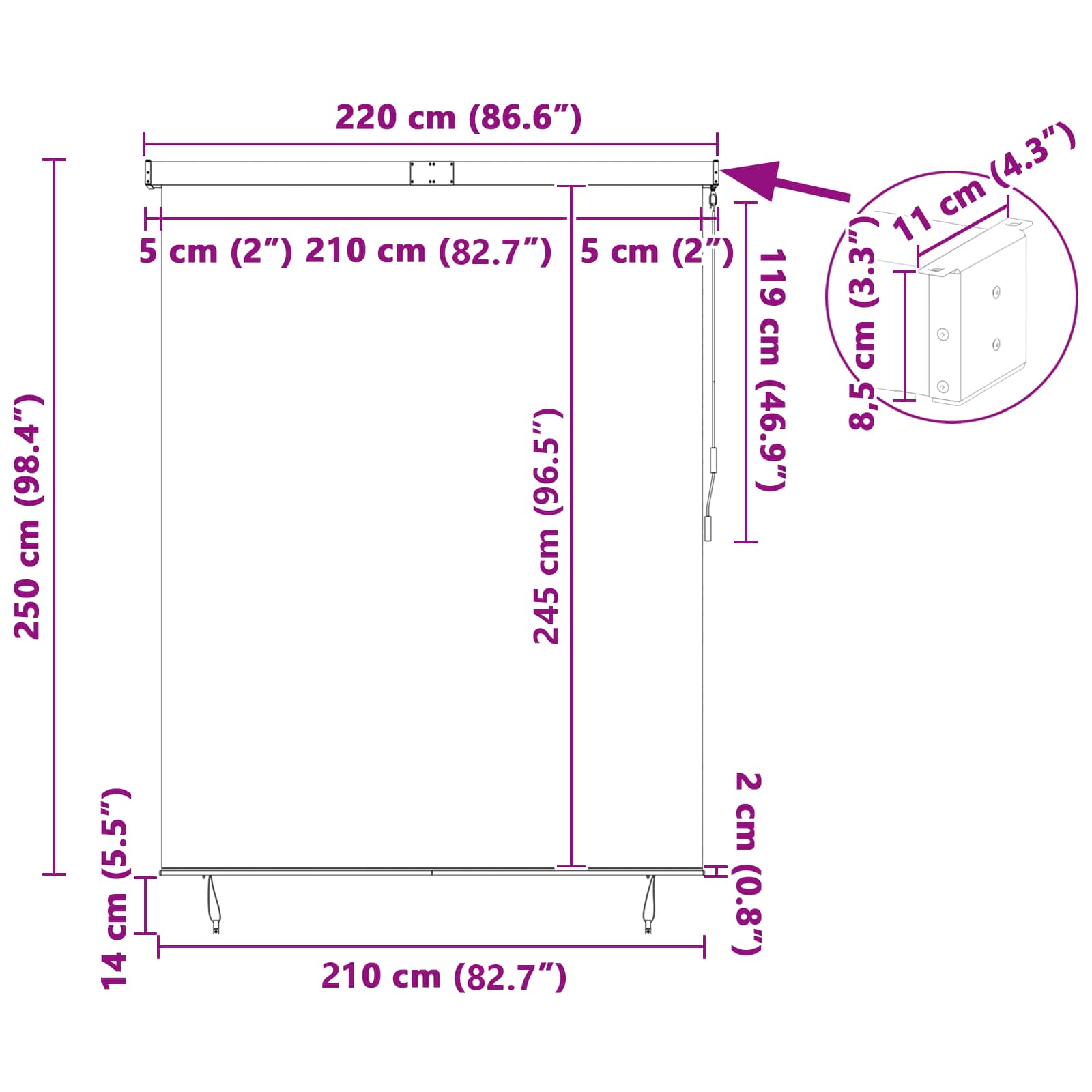 Rolo zavjesa Bijela i narančasta 200 x 250 cm