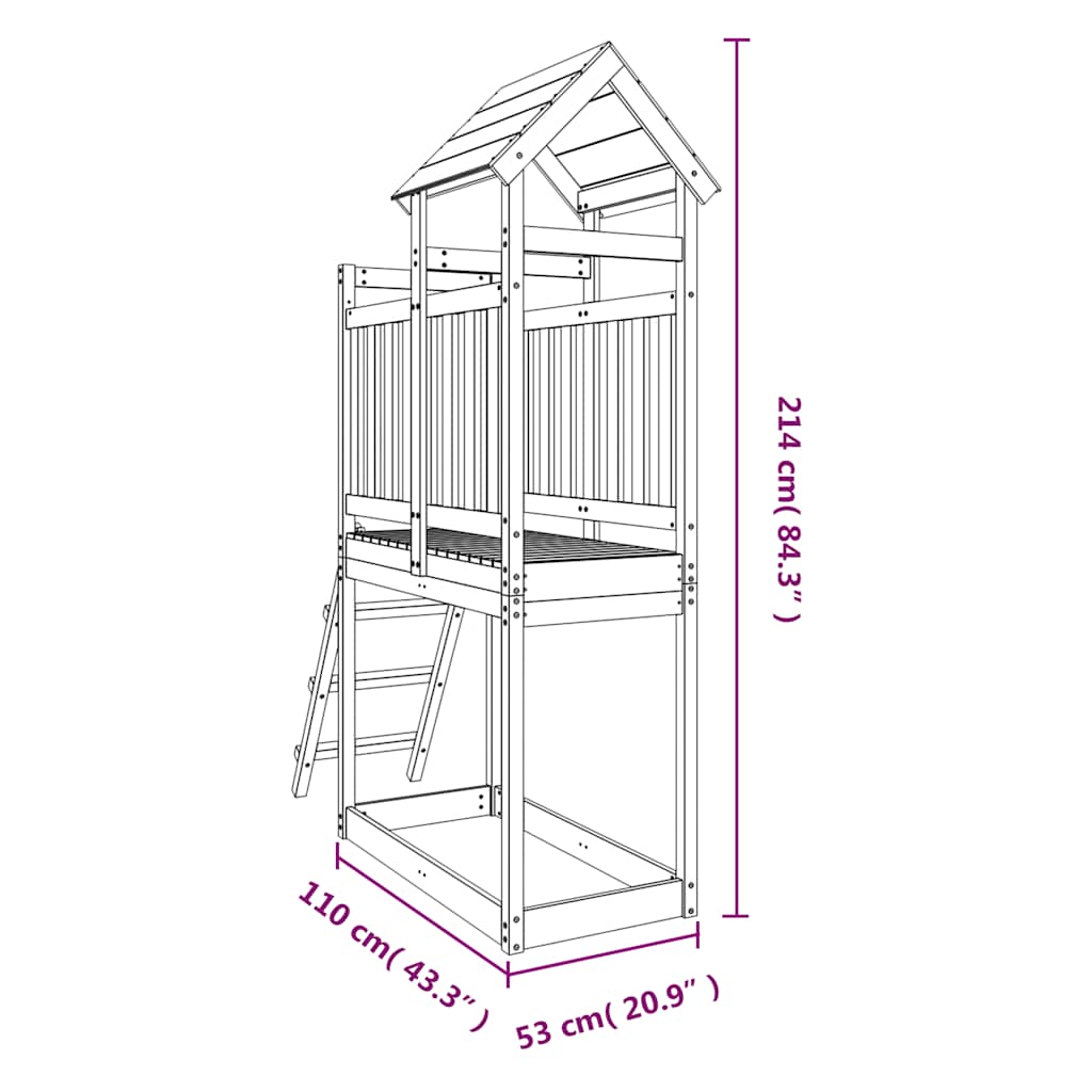 Vanjski set za igru 53 x 110 x 214 cm od masivne borovine
