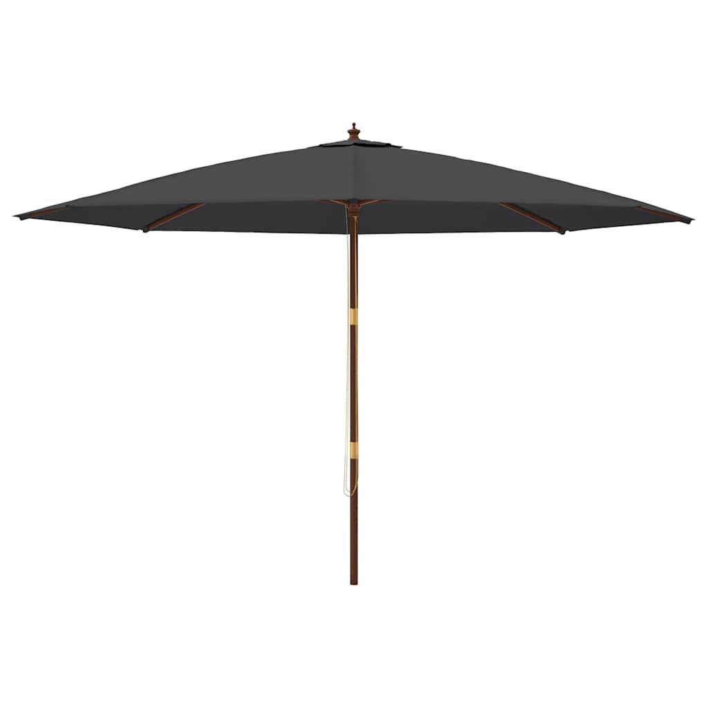 Vrtni suncobran s drvenim stupom crni 400 x 273 cm