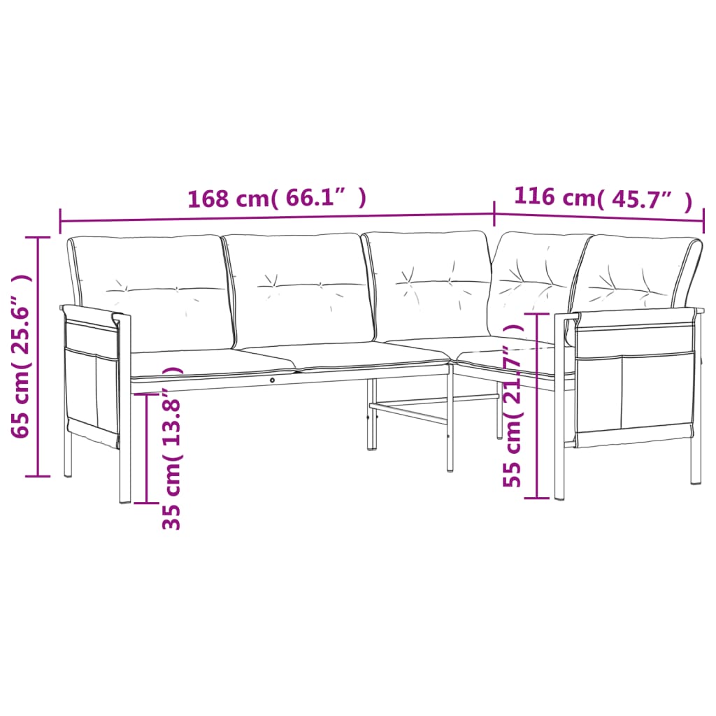 Kutna vrtna sofa antracit od čelika i tekstilena