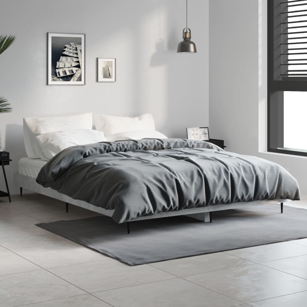 Okvir kreveta boja betona 135 x 190 cm od konstruiranog drva