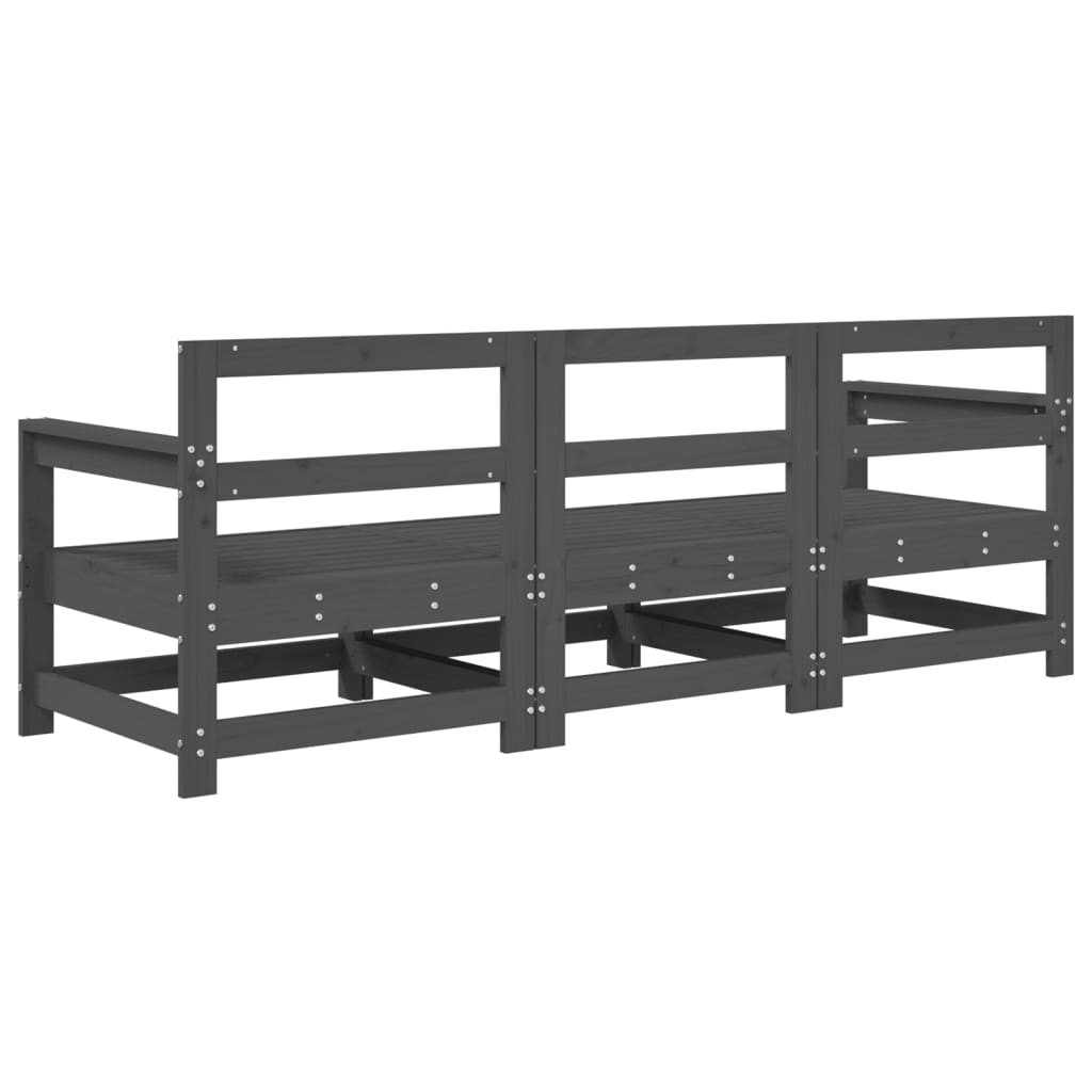 3-dijelna vrtna garnitura od masivne borovine siva