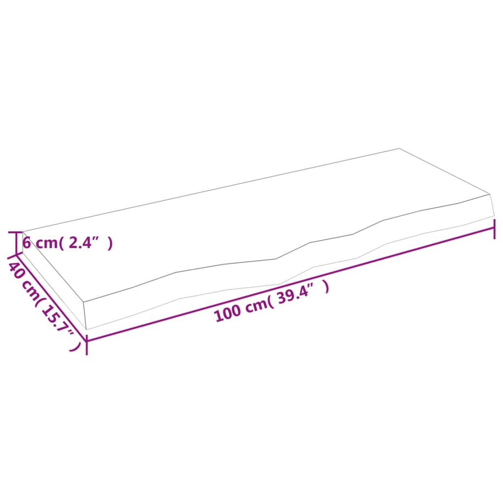 Zidna polica svjetlosmeđa 100x40x(2-6) cm obrađena hrastovina