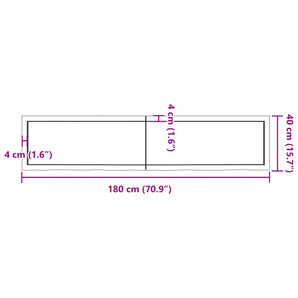 Zidna polica svjetlosmeđa 180x40x(2-4) cm obrađena hrastovina