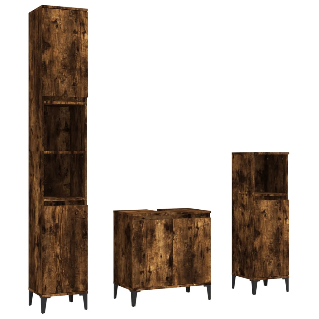 3-dijelni set kupaonskog namještaja boja hrasta drveni