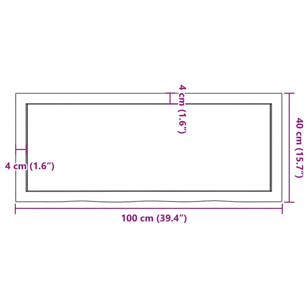 Kupaonska radna ploča svjetlosmeđa 100x40x(2-6) cm masivno drvo