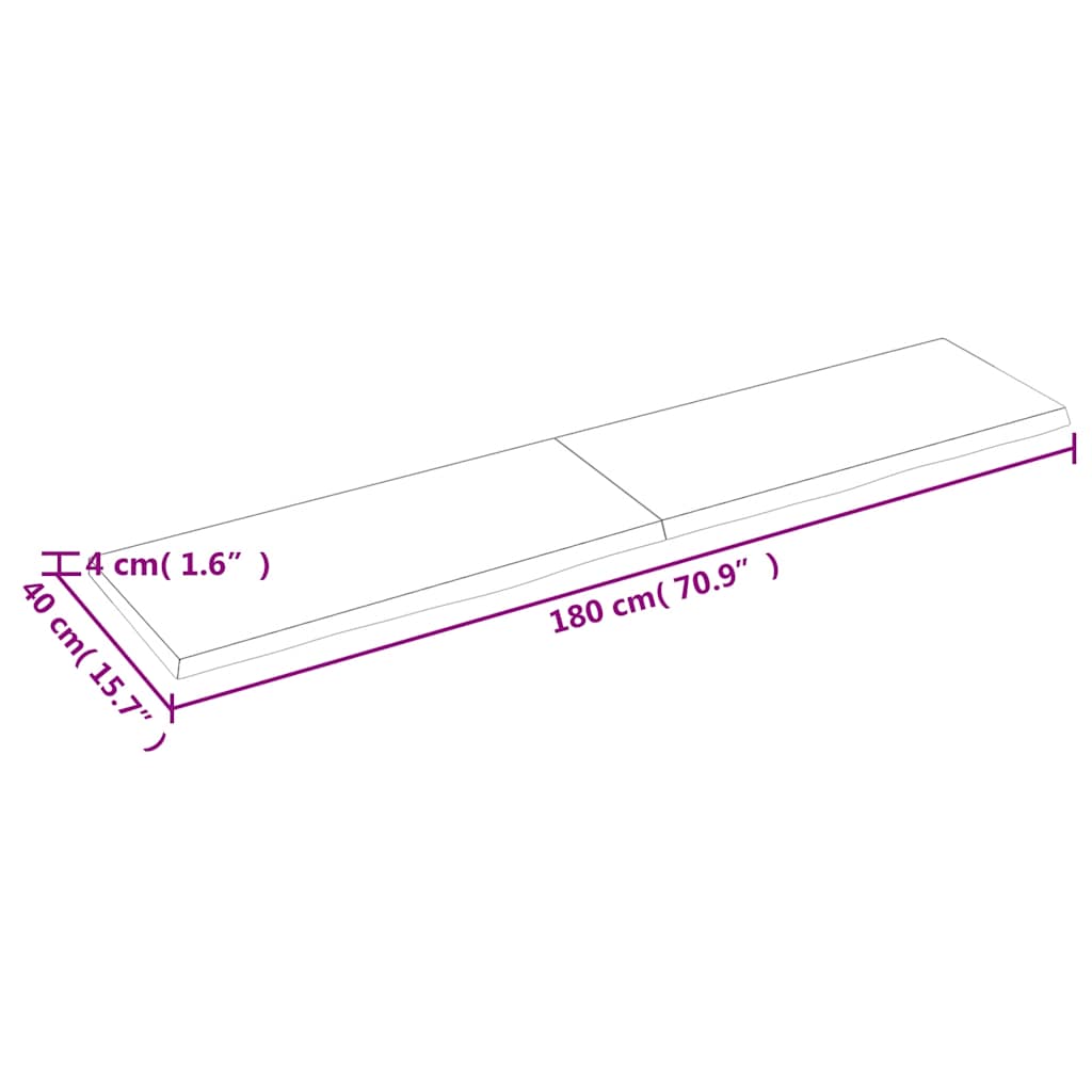 Stolna ploča svjetlosmeđa 180x40x(2-4) cm tretirana hrastovina