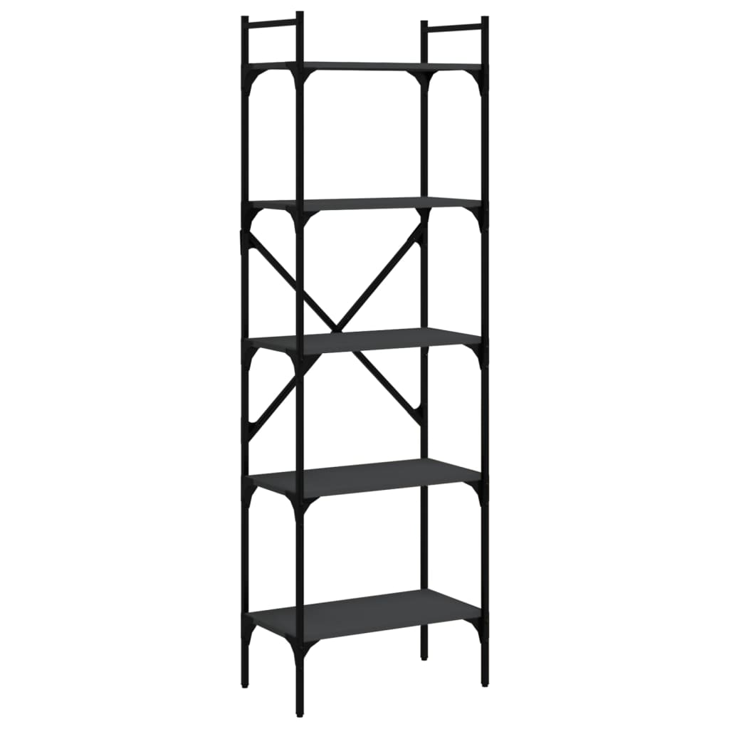 Regal za knjige 5 razina crni 56x31,5x174 cm konstruirano drvo