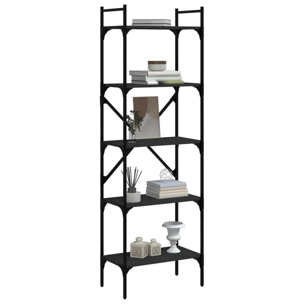 Regal za knjige 5 razina crni 56x31,5x174 cm konstruirano drvo