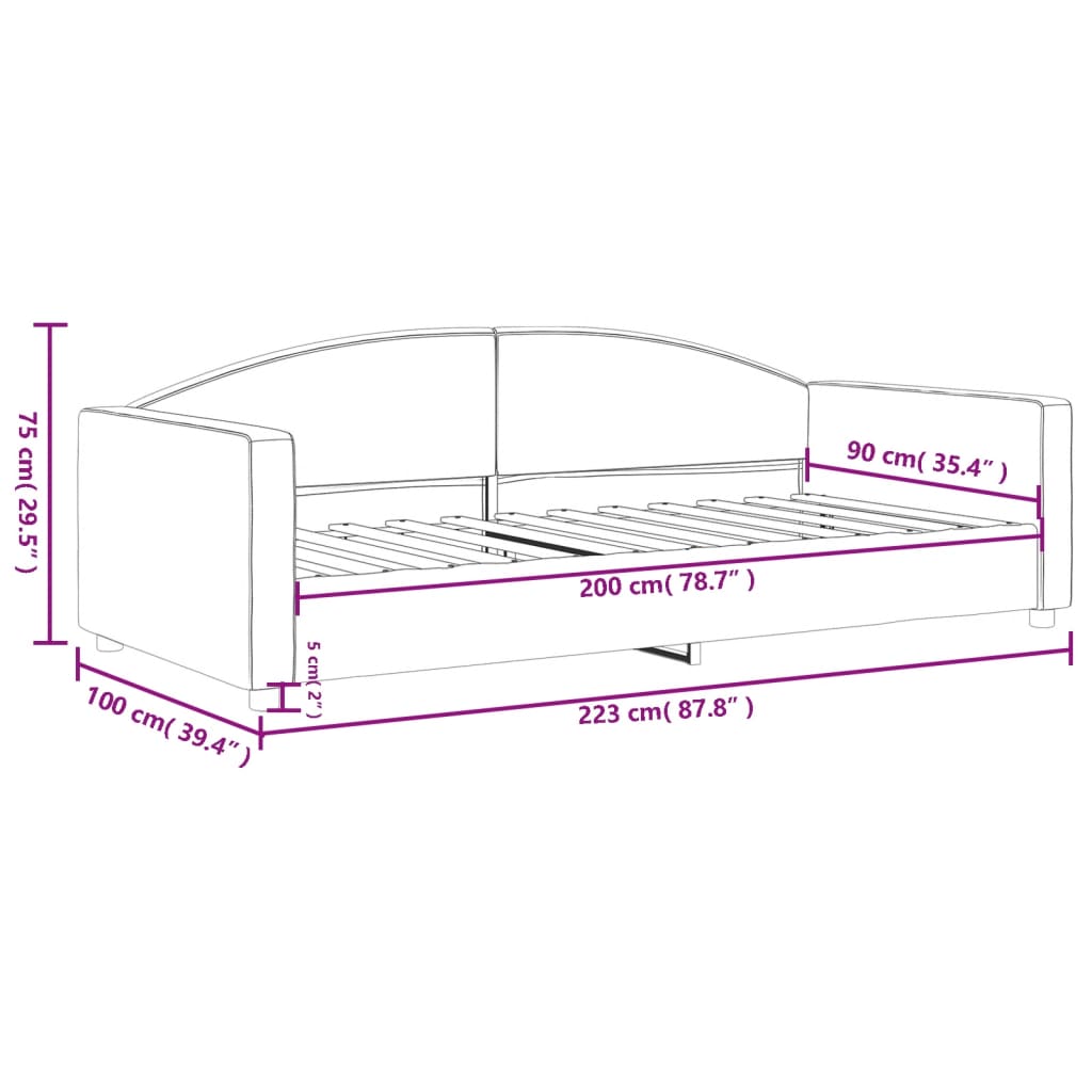 Dnevni krevet smeđesivi 90 x 200 cm od tkanine