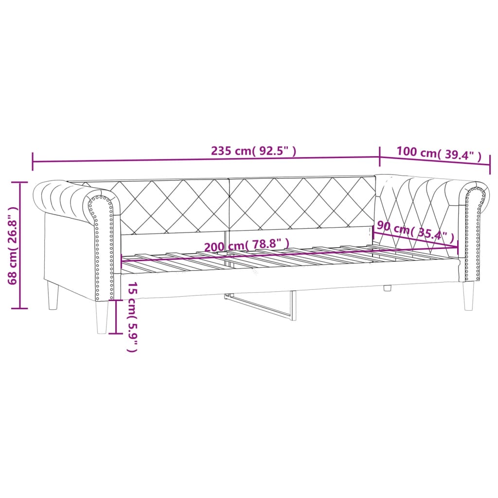 Dnevni krevet bijeli 90 x 200 cm od umjetne kože