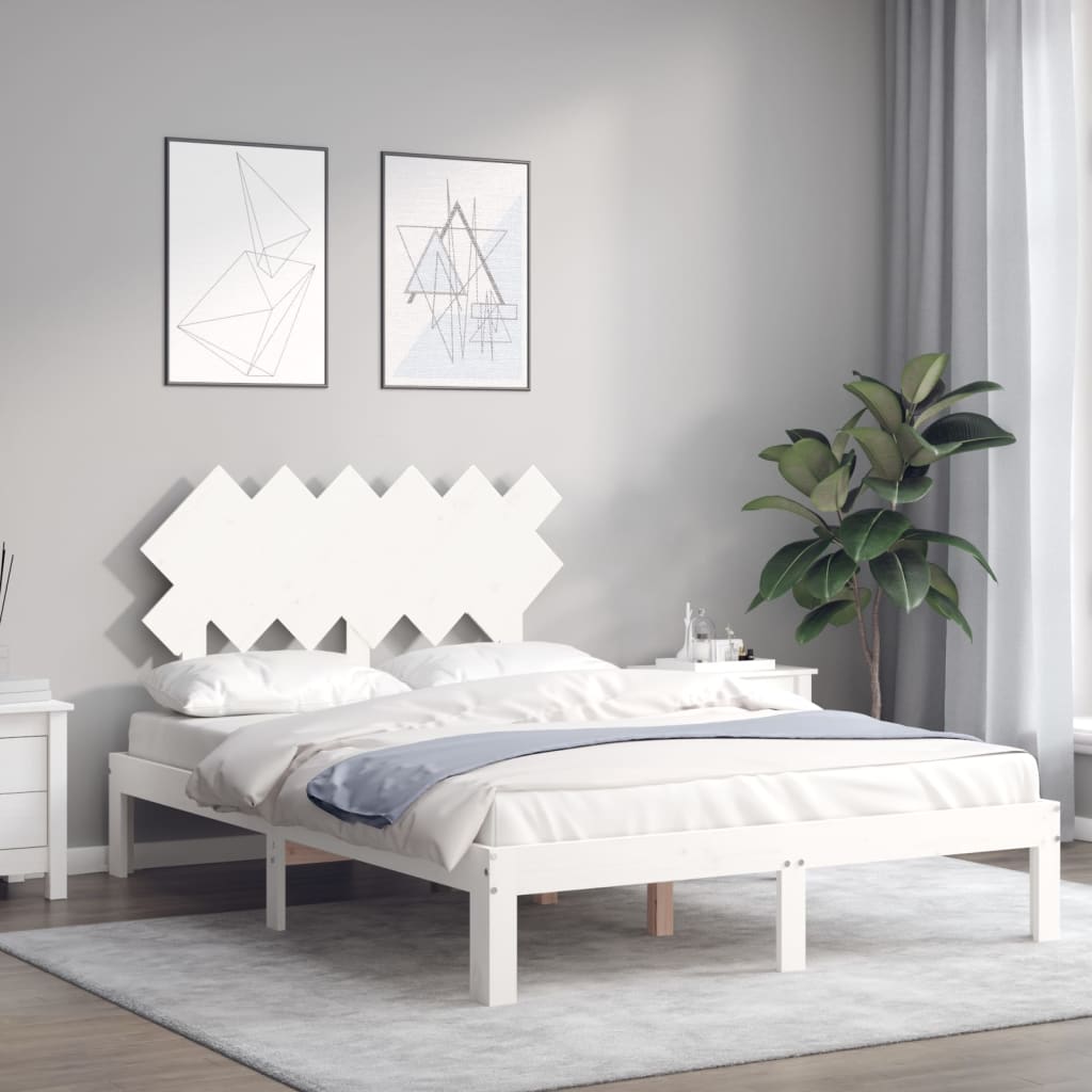 Okvir kreveta bez madraca bijeli 120 x 200 cm masivna borovina