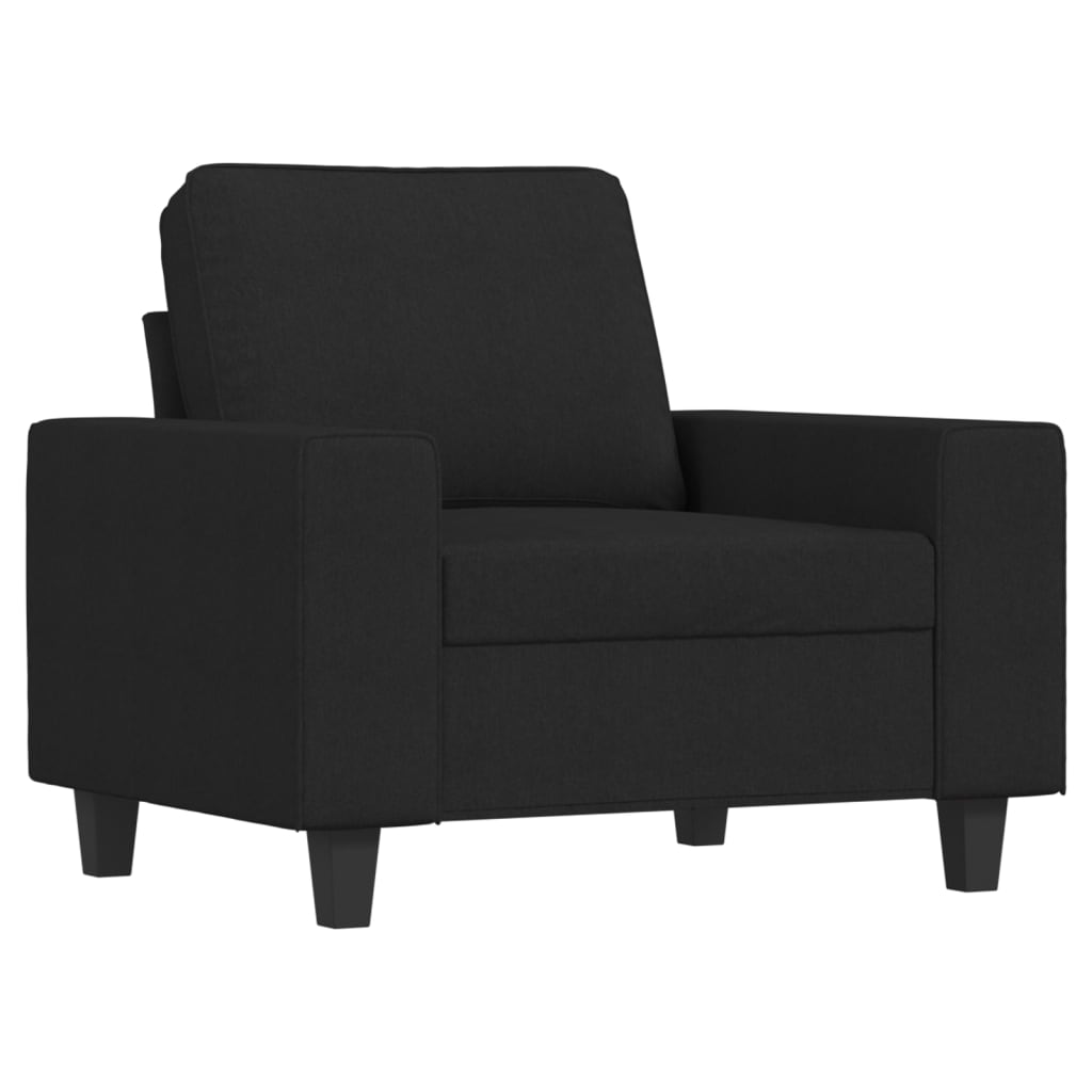 4-dijelni set sofa crni od tkanine