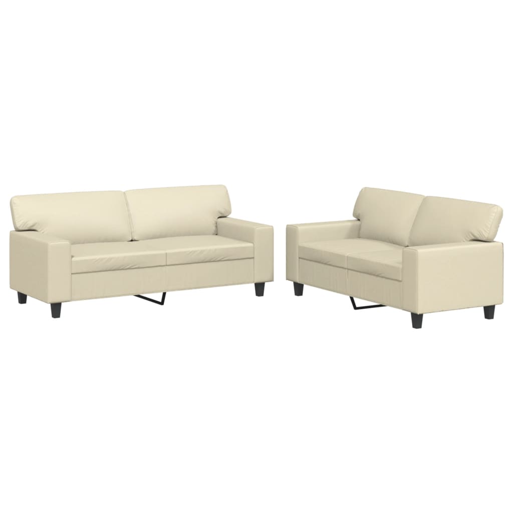 2-dijelni set sofa krem od umjetne kože