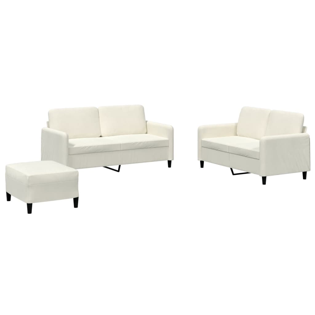 3-dijelni set sofa krem baršunasti