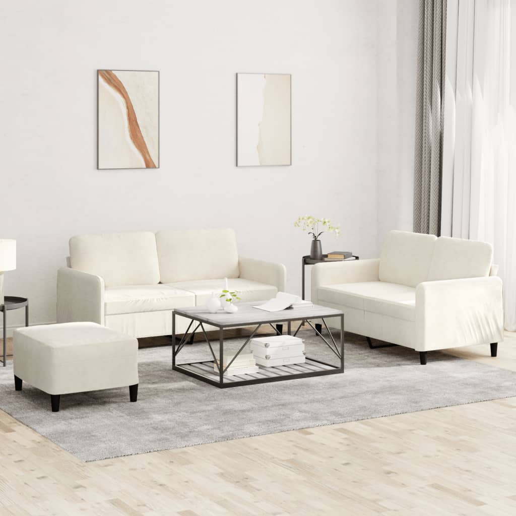 3-dijelni set sofa krem baršunasti
