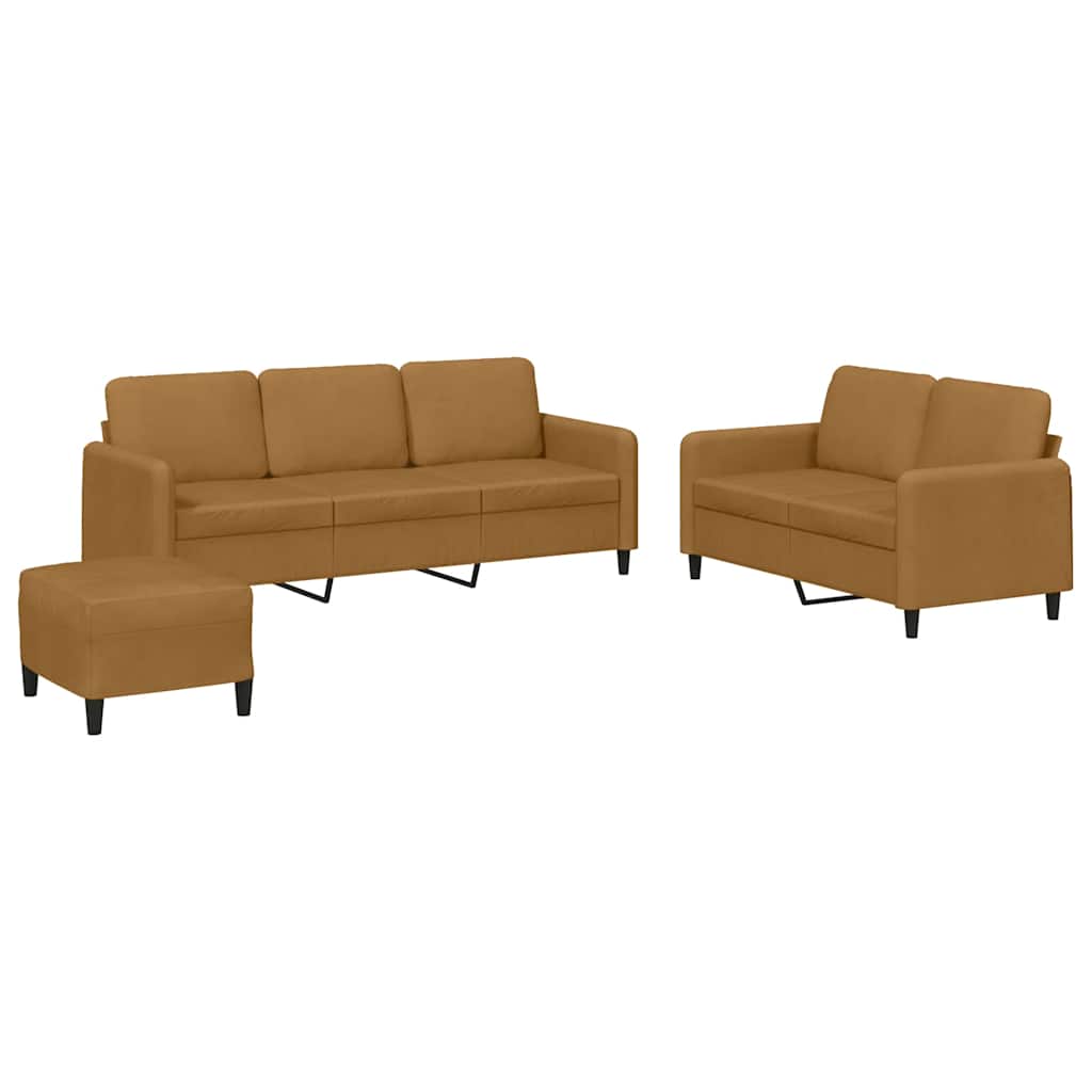 3-dijelni set sofa smeđi baršunasti