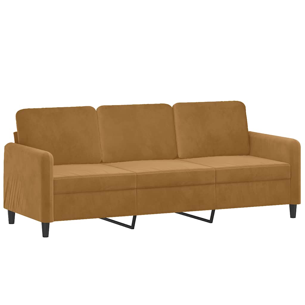 3-dijelni set sofa smeđi baršunasti