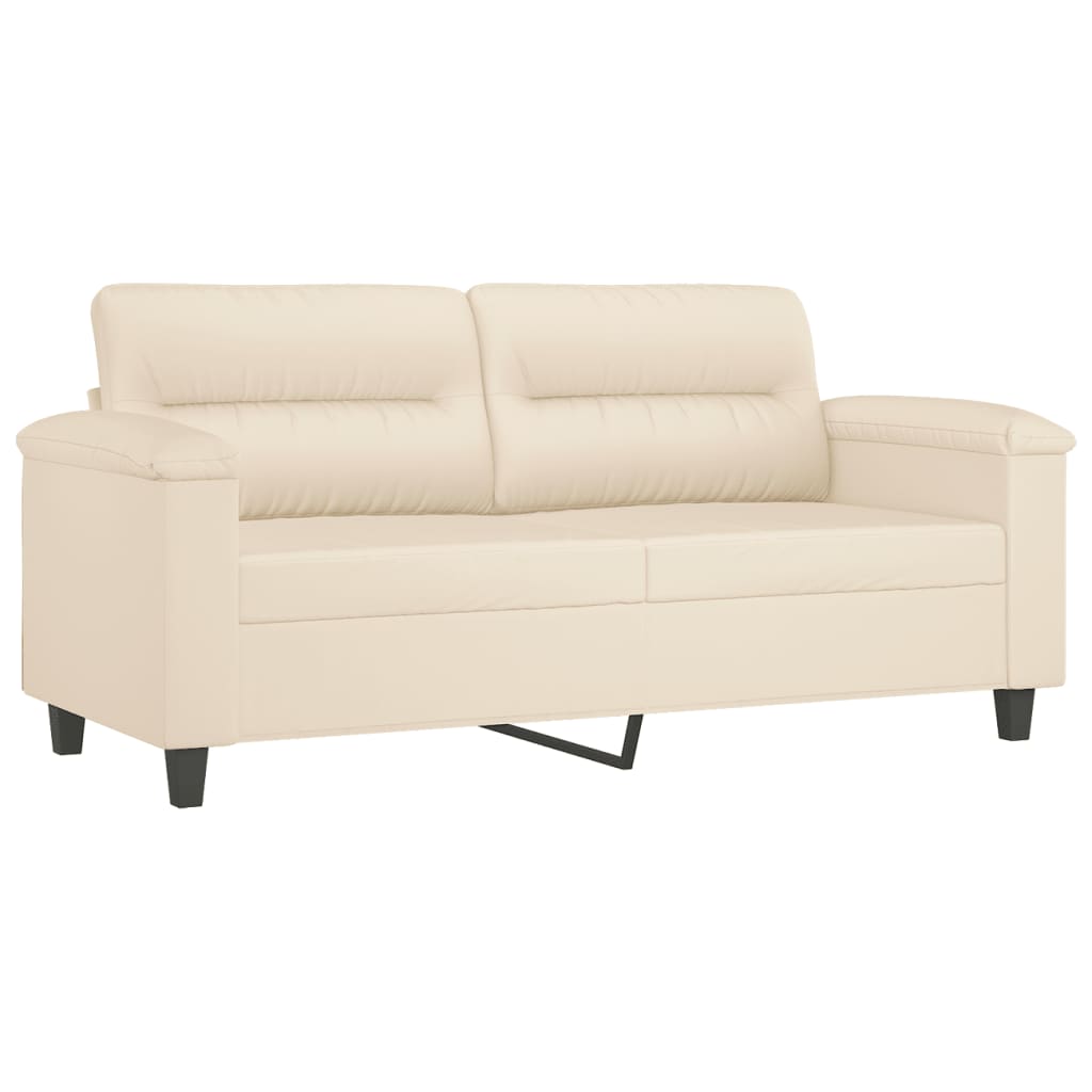 3-dijelni set sofa s jastucima bež tkanina od mikrovlakana