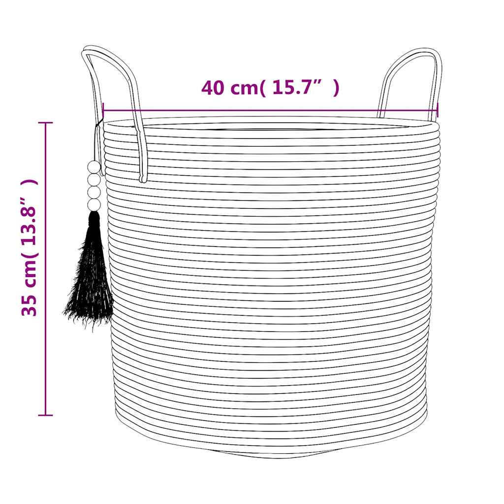 Košara za pohranu bijela Ø40x35 cm pamučna