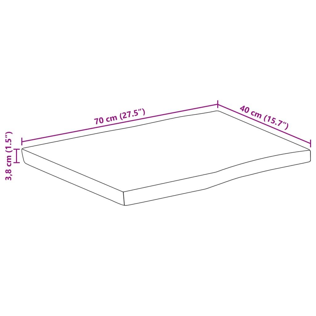 Stolna ploča sa živi rub 70x40x3,8 cm masivno grubo drvo manga