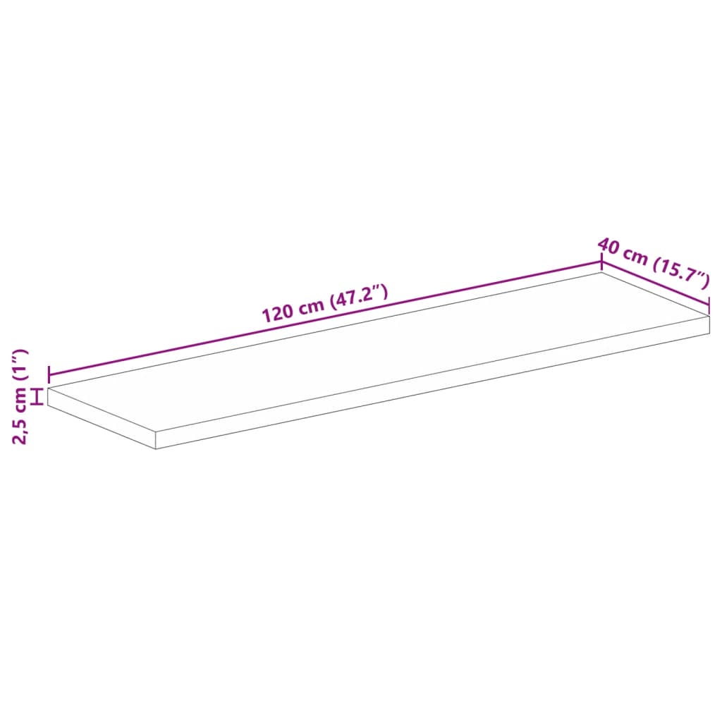 Ploča za stol 120x40x2,5 cm pravokutna masivno obnovljeno drvo
