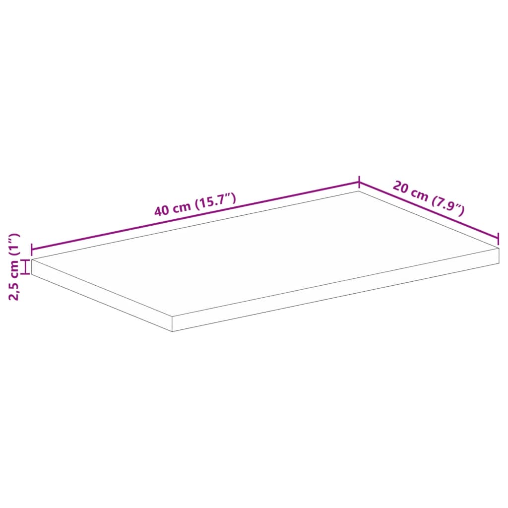 Ploča stola 40x20x2,5 cm Pravokutna Masivna Drvena Obrađena Mango Boja