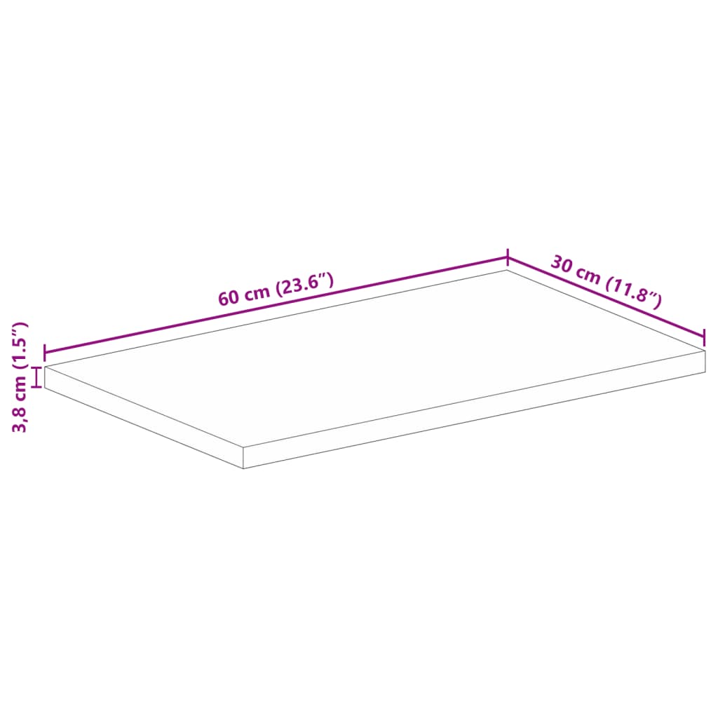 Ploča stola 60x30x3,8 cm Pravokutna Masivno Drvo Mango