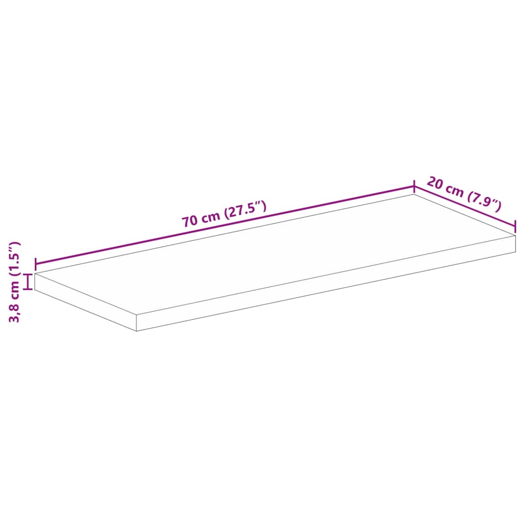 Ploča stola 70x20x3,8 cm Pravokutna Masivno Drvo Mango