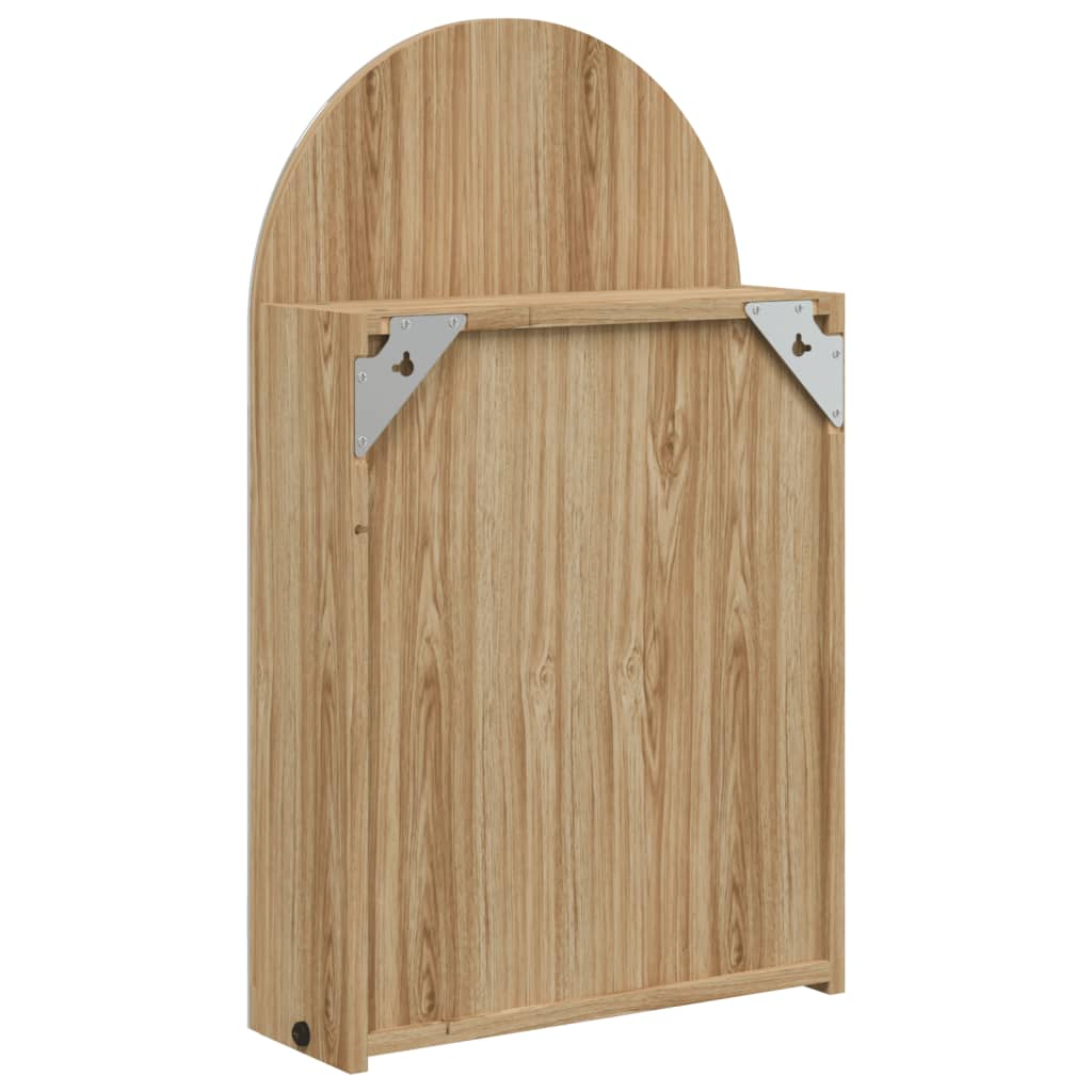 Kupaonski ormarić s ogledalom LED lučni boja hrasta 42x13x70 cm