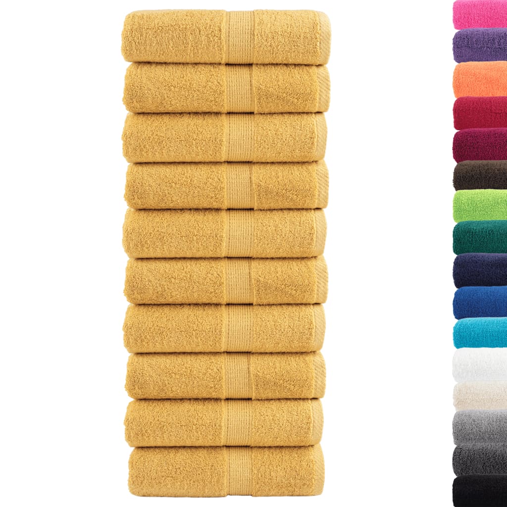 Premium ručnici za goste SOLUND 10 kom. zlatne boje 30x50 cm 600 g/m²