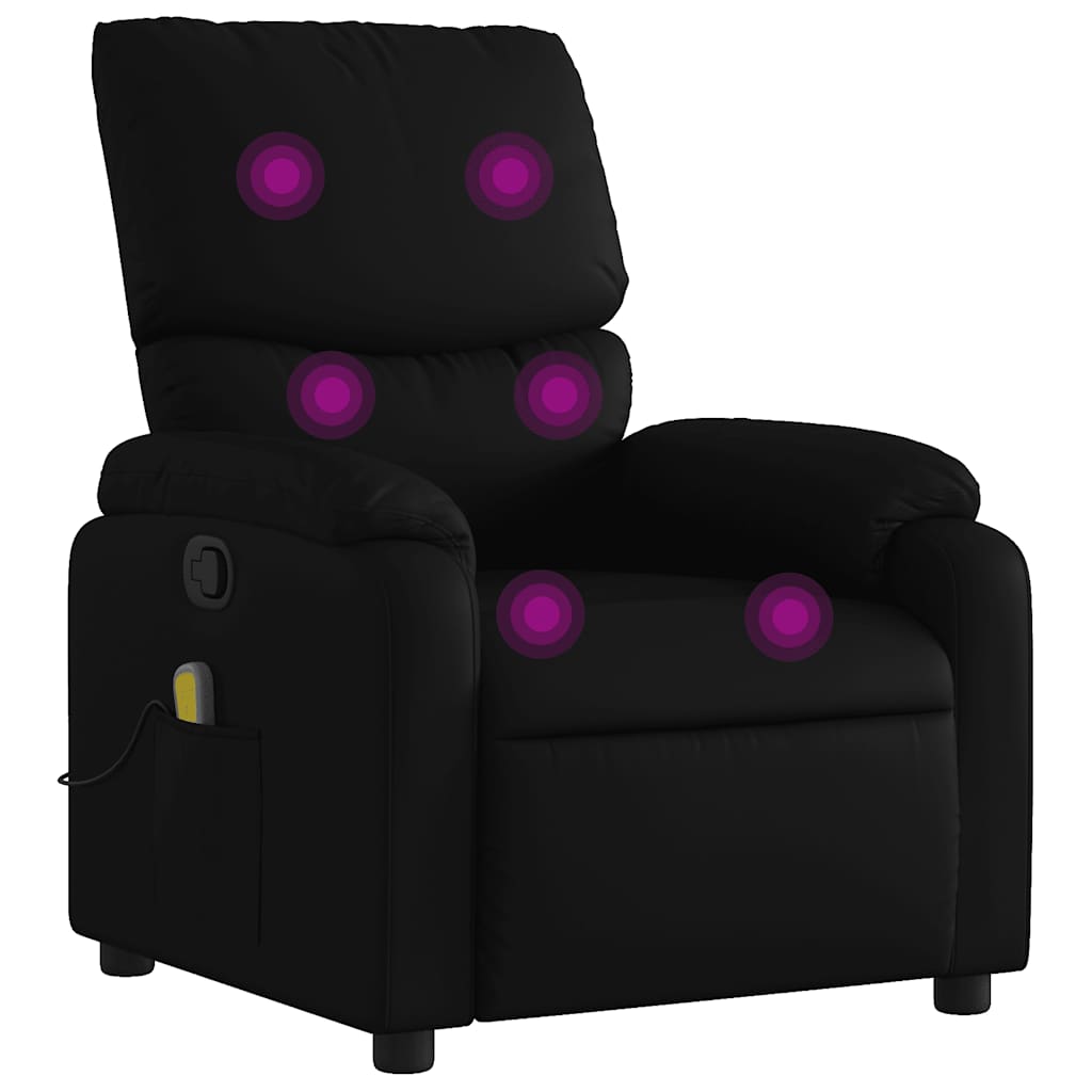 Masažna fotelja za odmor, crna, umjetna koža