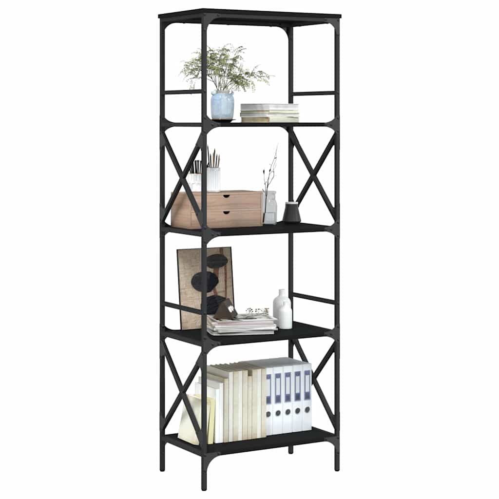Regal za knjige s 5 razina crni 59x35x171 cm konstruirano drvo