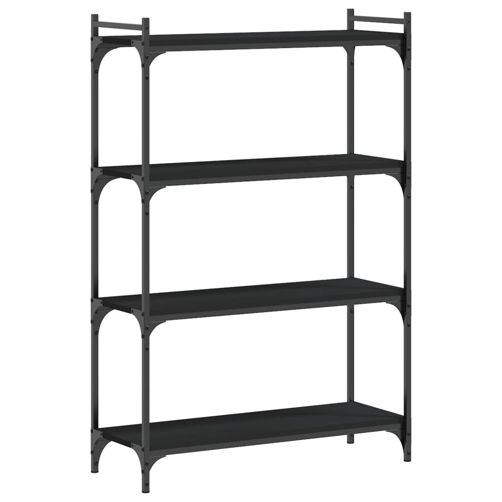 Regal za knjige s 4 razine crni 80x30x120 cm konstruirano drvo