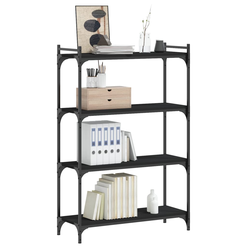 Regal za knjige s 4 razine crni 80x30x120 cm konstruirano drvo