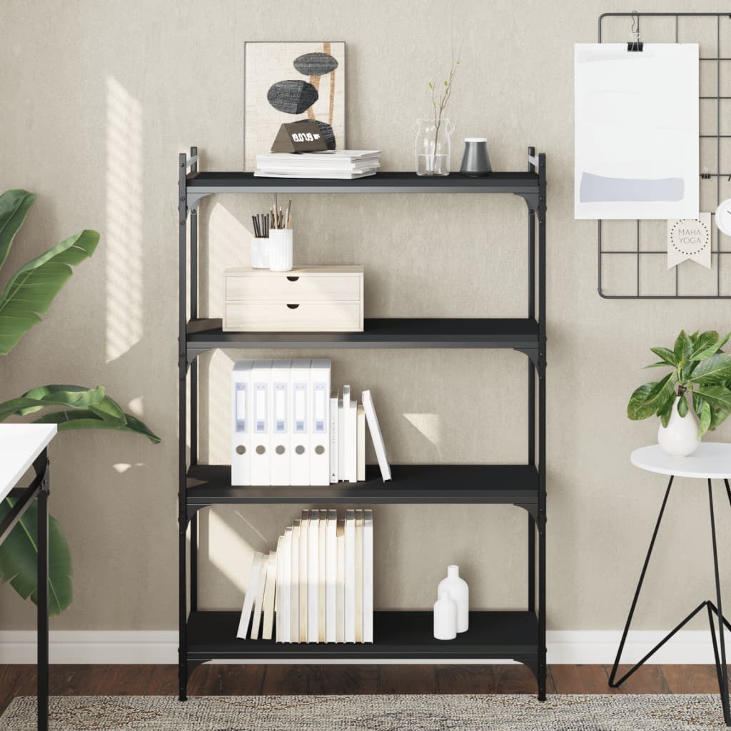 Regal za knjige s 4 razine crni 80x30x120 cm konstruirano drvo