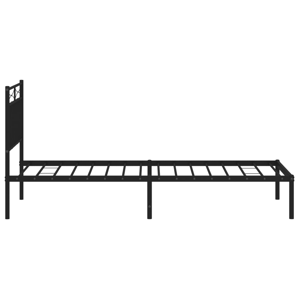 Metalni okvir za krevet s uzglavljem crni 90x190 cm