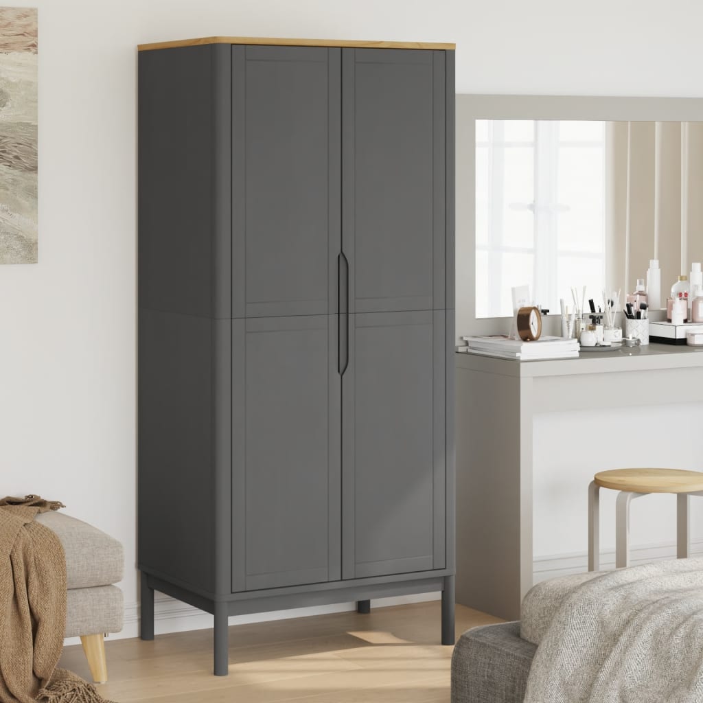 Ormar FLORO sivi 77 x 53 x 171 cm od masivne borovine