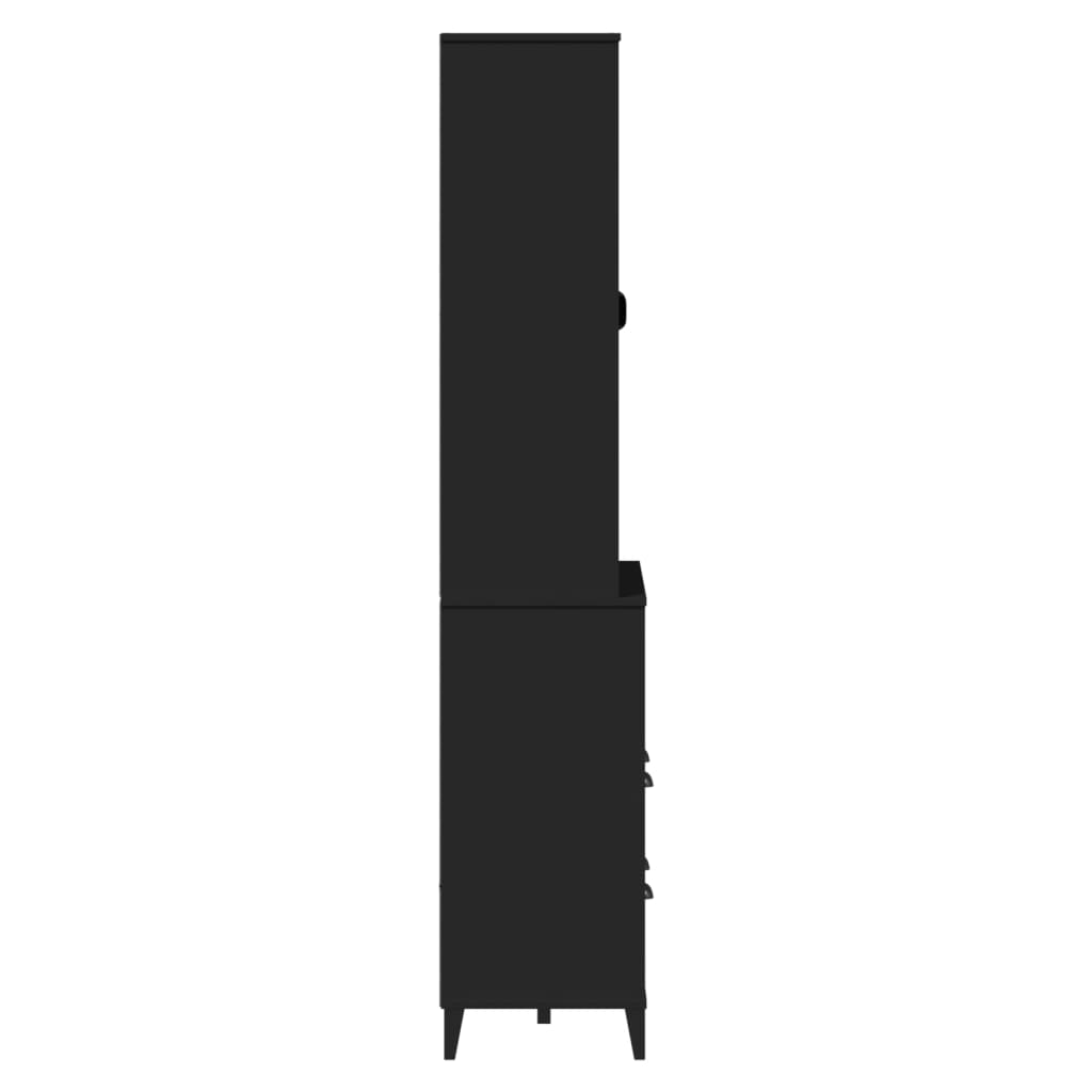 Visoka komoda VIKEN crna 80 x 40 x 200 cm od masivne borovine