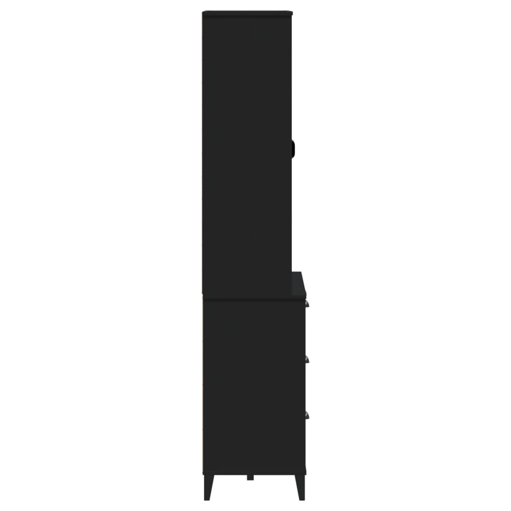 Visoka komoda VIKEN crna 80 x 40 x 190 cm od masivne borovine