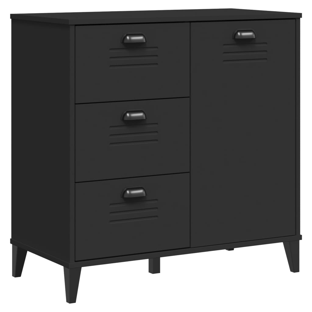 Visoka komoda VIKEN crna 80 x 40 x 190 cm od masivne borovine