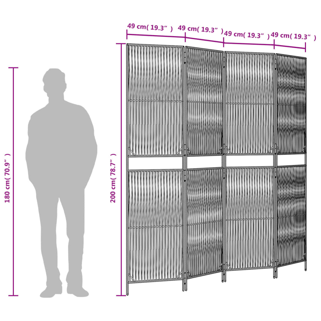 Sobna pregrada sa 4 panela smeđa od poliratana