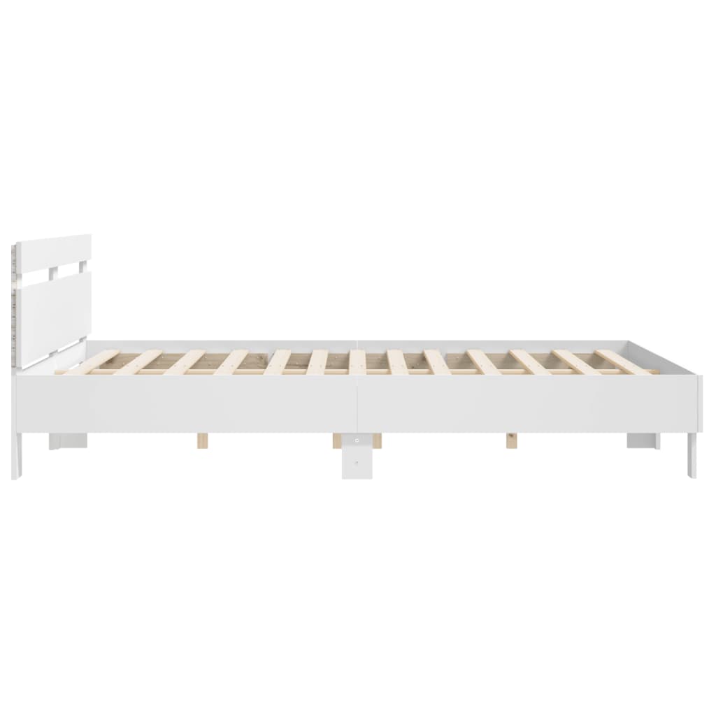 Okvir za krevet s uzglavljem i LED bijeli 180x200 cm