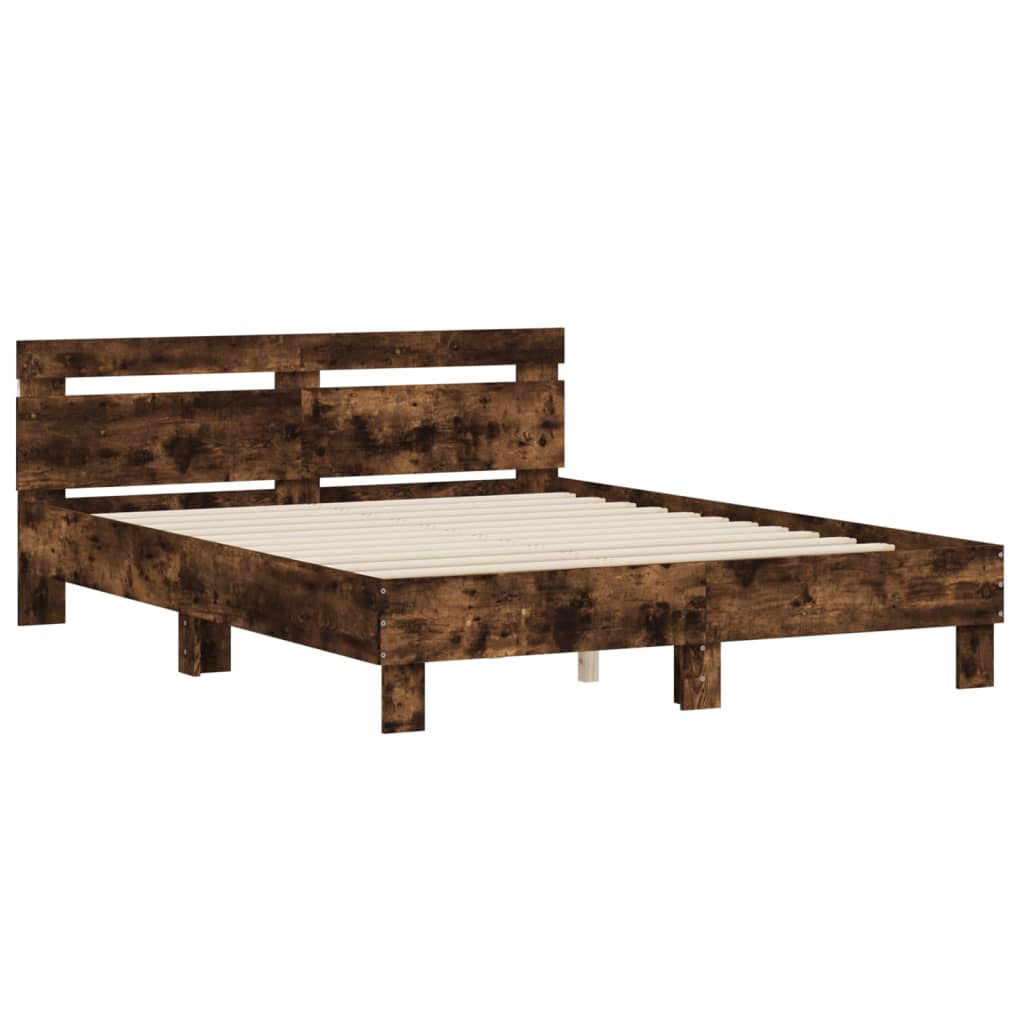 Okvir za krevet s uzglavljem i LED boja hrasta 140x200 cm