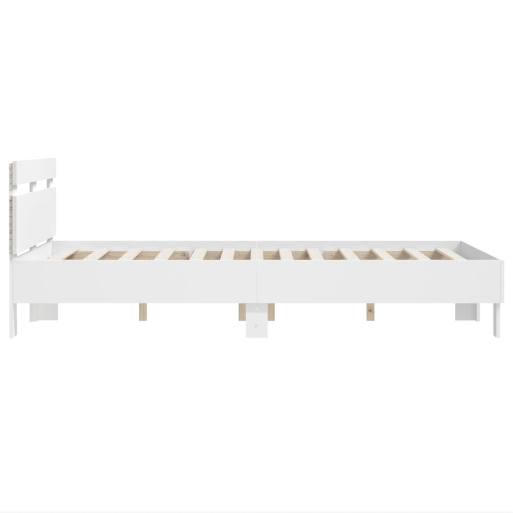 Okvir za krevet s uzglavljem i LED bijeli 135x190 cm