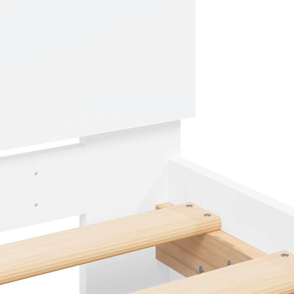 Okvir kreveta s uzglavljem i LED svjetlima bijeli 140 x 190 cm